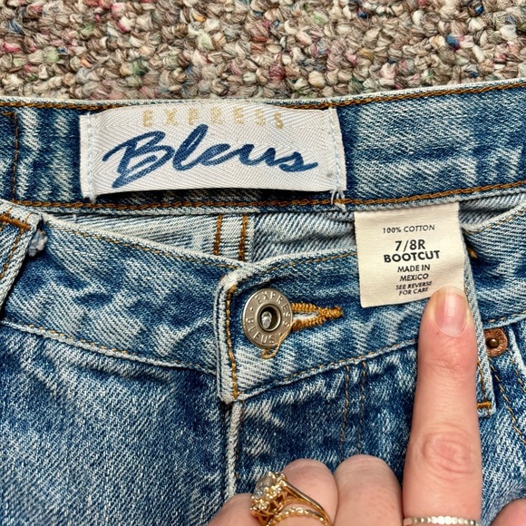 90s Express 100% Cotton Light Wash Mid Rise Bootcut Jeans Women's 7X8 - Picture 3 of 4